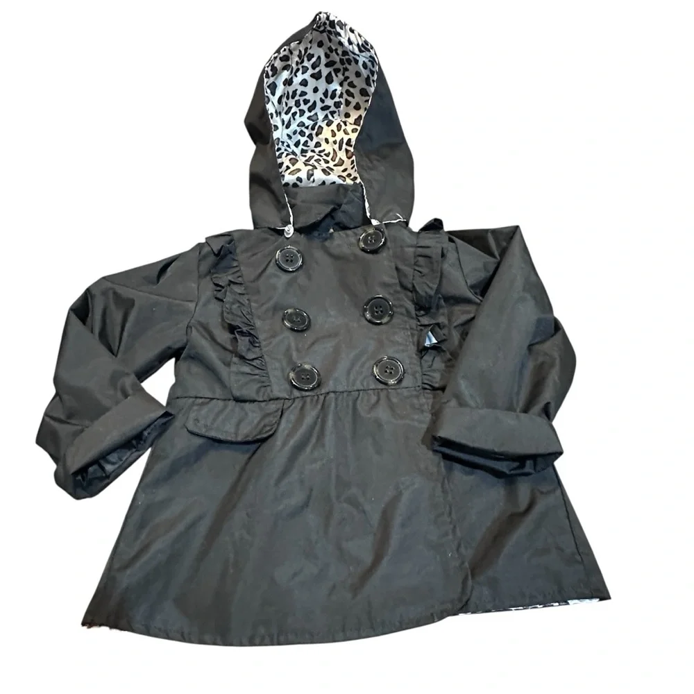 Pink Platinum Girls Double‎ Leopard rain Jacket sz 2T